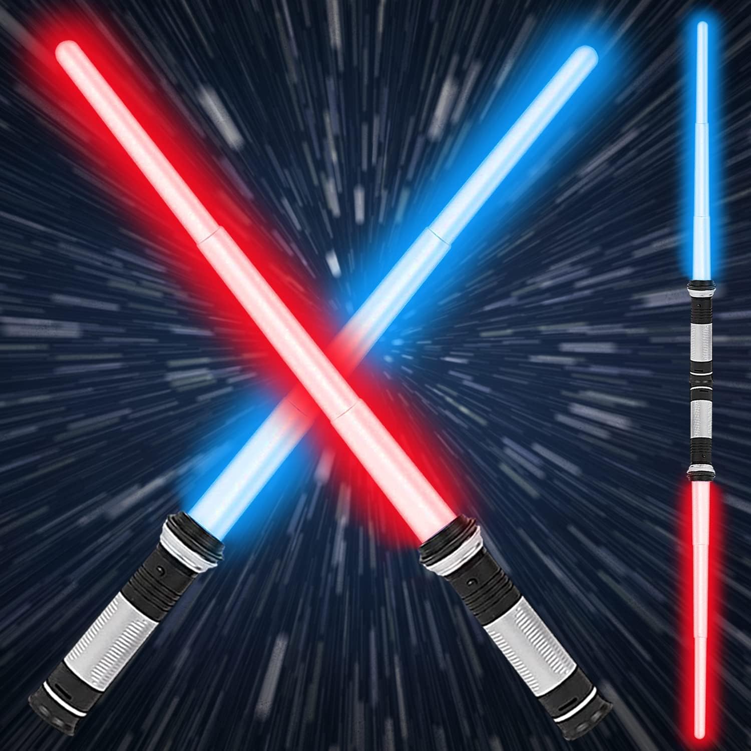 LED Lightsaber Swords - 2 Pack with Sound - 7 Colors - Kids Party Favors