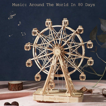 DIY Wooden Rotatable Ferris Wheel Model with Music - Children's Birthday Toy