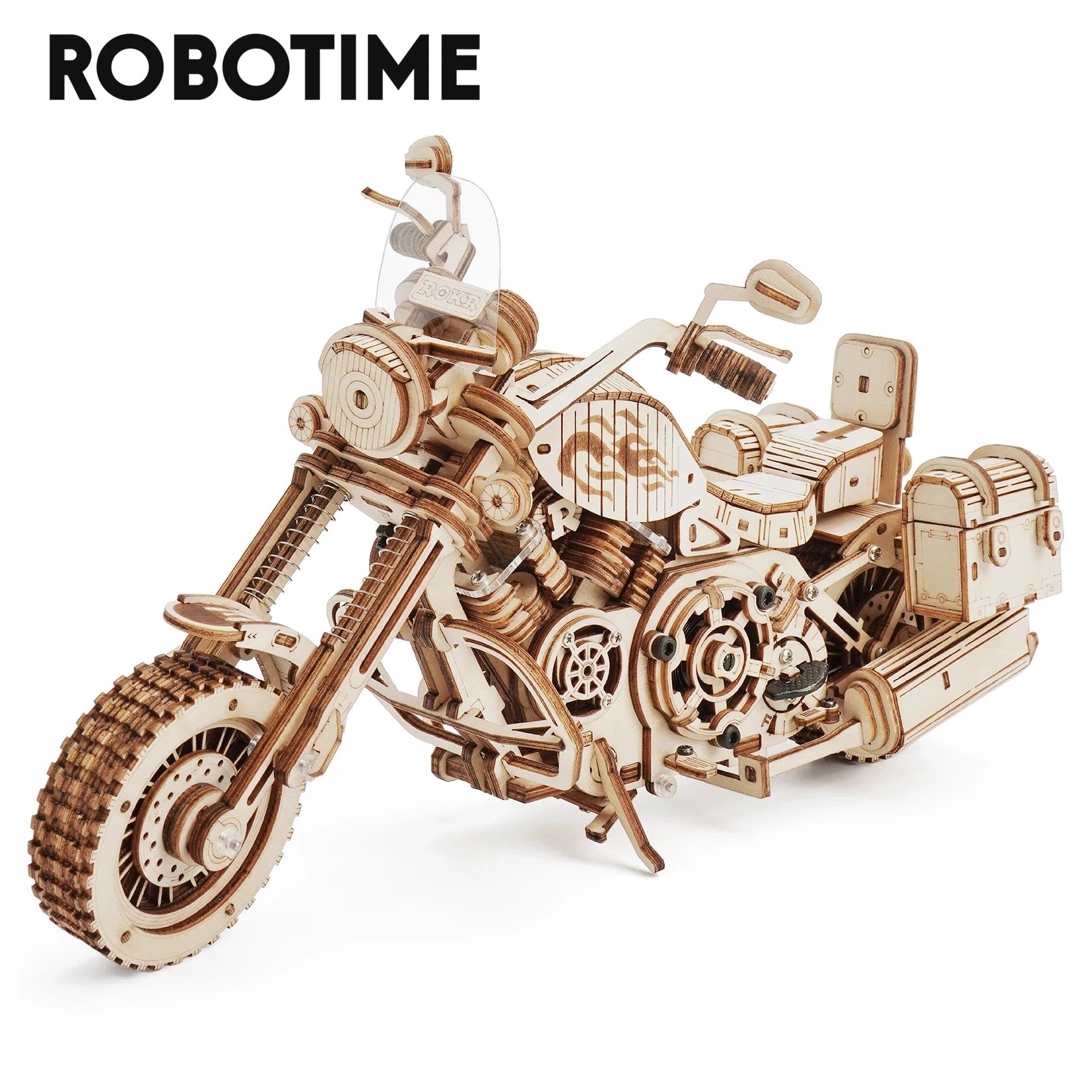 Cruiser Motorcycle DIY Wooden Model: 420-Piece Building Kit