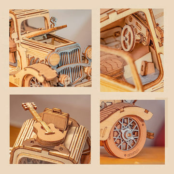 Vintage Car Model 3D Wooden Puzzle Toys For Chilidren Kids