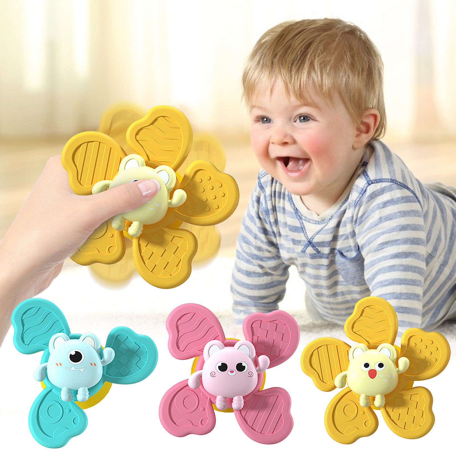 Safe and Entertaining Animal Hand Spinner with Suction Cups